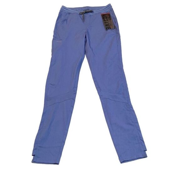 NWT Grey’s Anatomy Active Spandex Stretch Ciel Blue Tapered Leg Scrub Pants XST - Picture 1 of 12